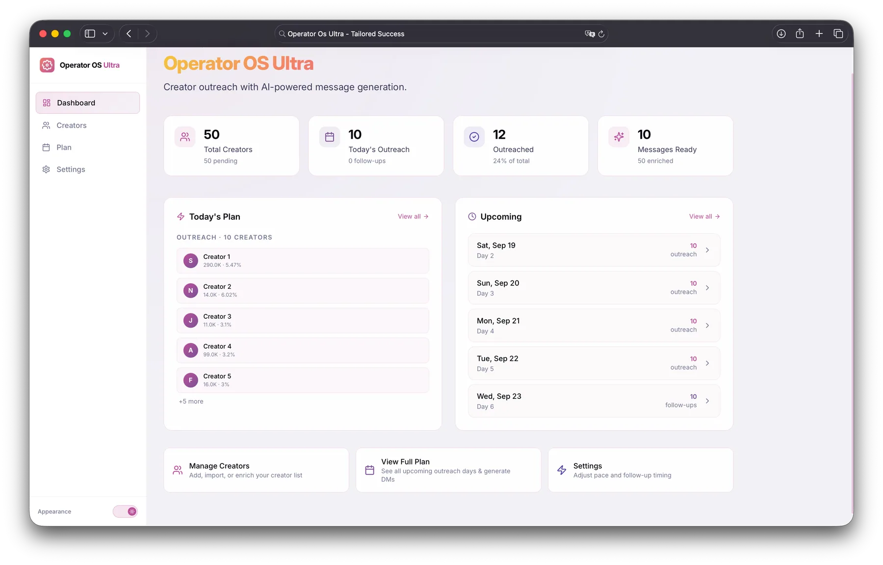 The Operator OS Ultra interface