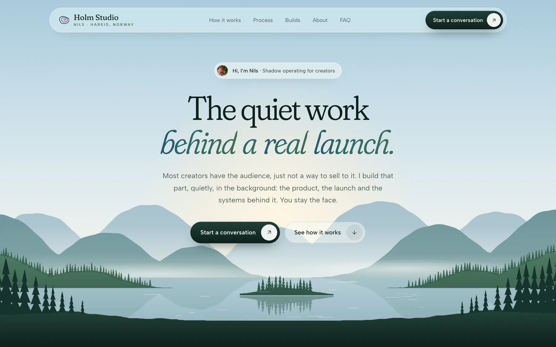 Website built for Holm Studio, Nils’s shadow operating studio