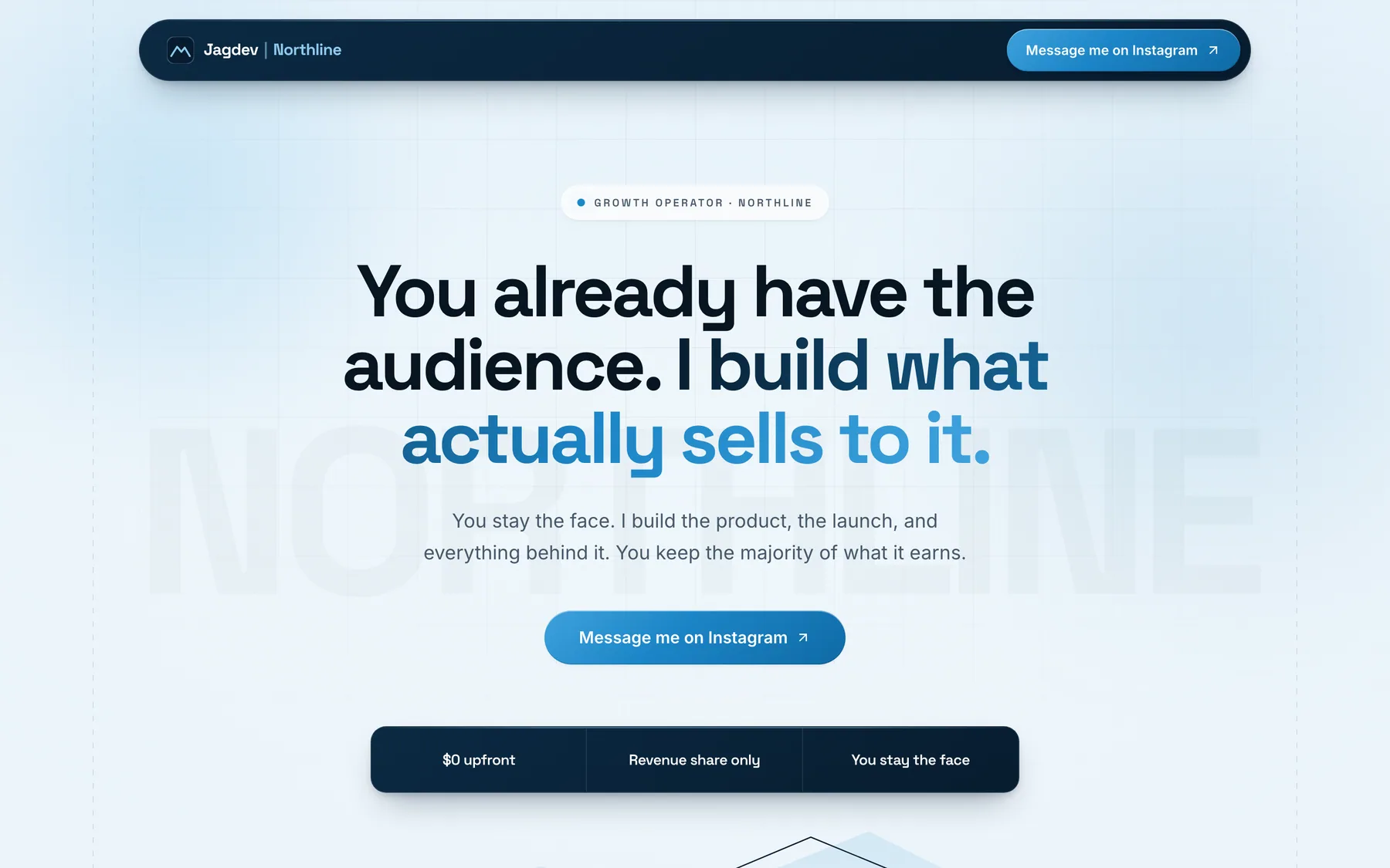 Website built for Northline, a growth operator for creators
