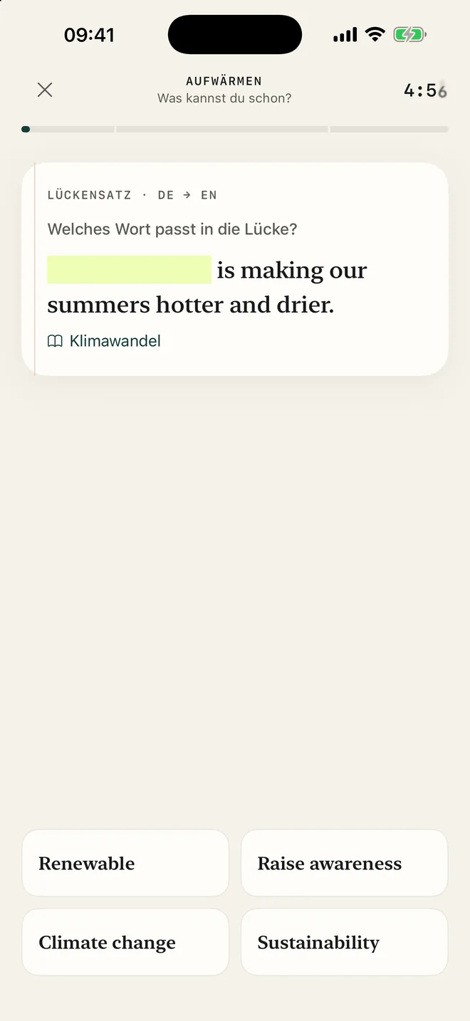 Jedes Wort in einem echten Satz